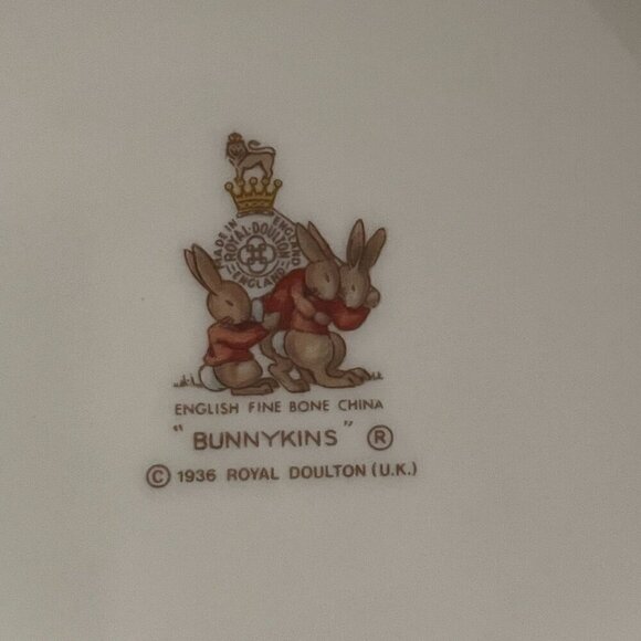 Royal Doulton Bunnykins Blast Off Rocket Launch Child's Vintage Cereal Bowl 6.5" - Picture 6 of 6